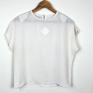 David Benjamin Embroidered Detail Vintage lightweight cream Blouse SIZE M